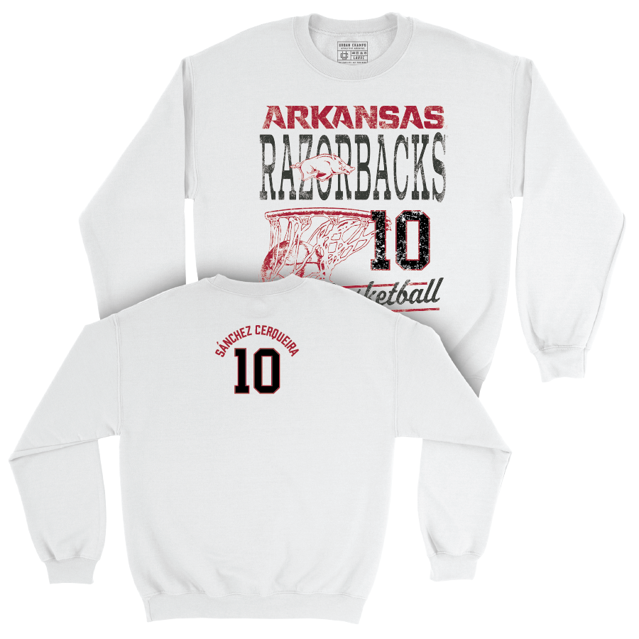 Arkansas Women's Basketball White Hoops Crew - Cristina Sánchez Cerqueira