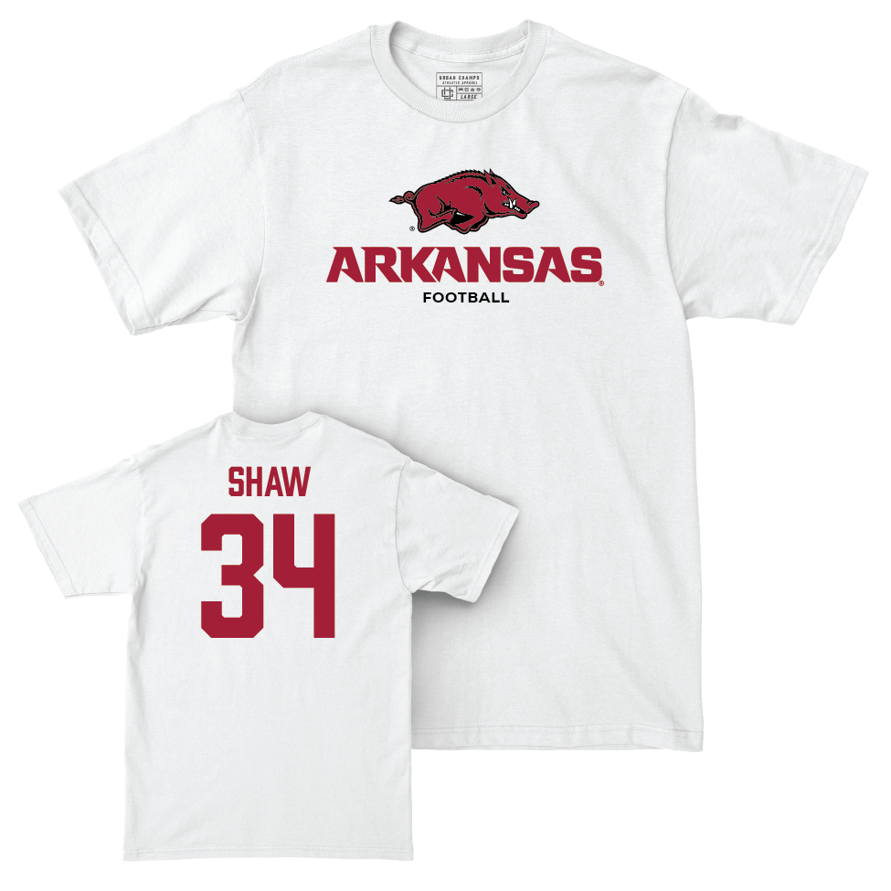 Arkansas Football White Classic Comfort Colors Tee   - Jabrae Shaw