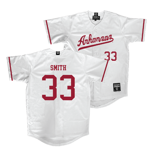 Arkansas Baseball White Jersey - Hagen Smith | #33