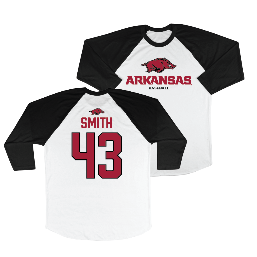 Arkansas Baseball 3/4 Sleeve Raglan Tee - Kade Smith | #43