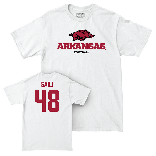 Arkansas Football White Classic Comfort Colors Tee   - Danny Saili