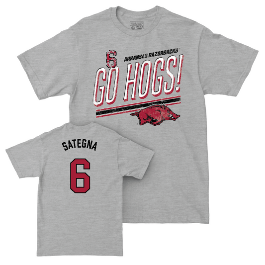 Arkansas Football Sport Grey Hogs Tee   - Isaiah Sategna