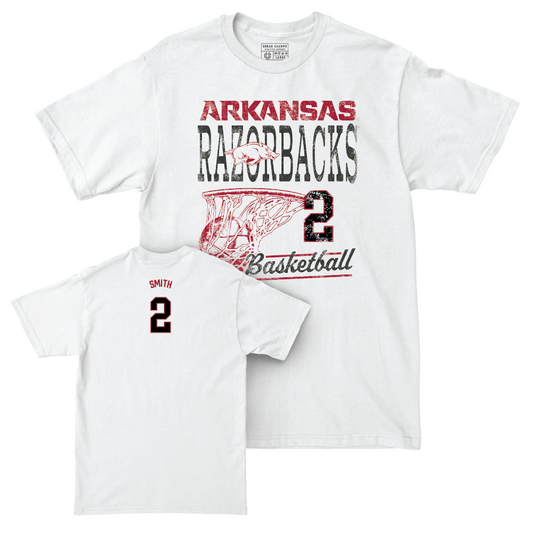 Arkansas Women's Basketball White Hoops Comfort Colors Tee  - Kiki Smith