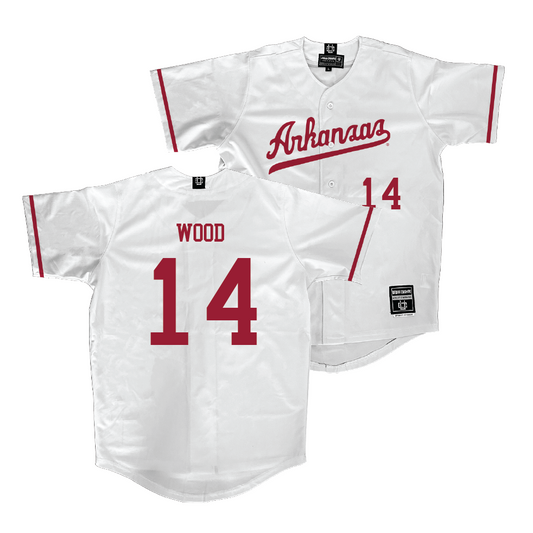 Arkansas Baseball White Jersey - Gage Wood | #14