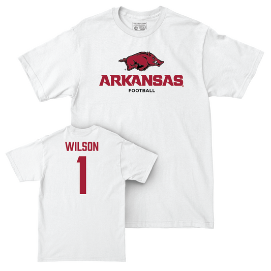Arkansas Football White Classic Comfort Colors Tee - Jaedon Wilson