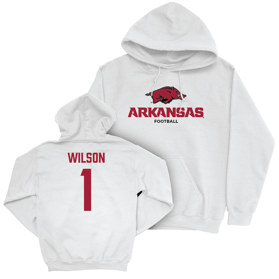 Arkansas Football White Classic Hoodie - Jaedon Wilson