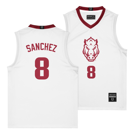 Arkansas Men's Basketball White Jersey  - Melo Sanchez