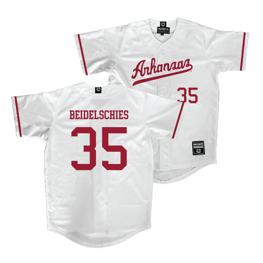 Arkansas Baseball White Jersey   - Landon Beidelschies