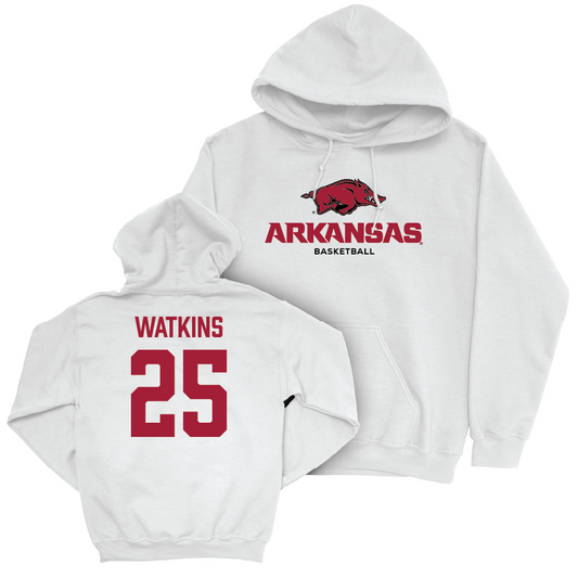 Arkansas Men's Basketball White Classic Hoodie  - Kareem Watkins