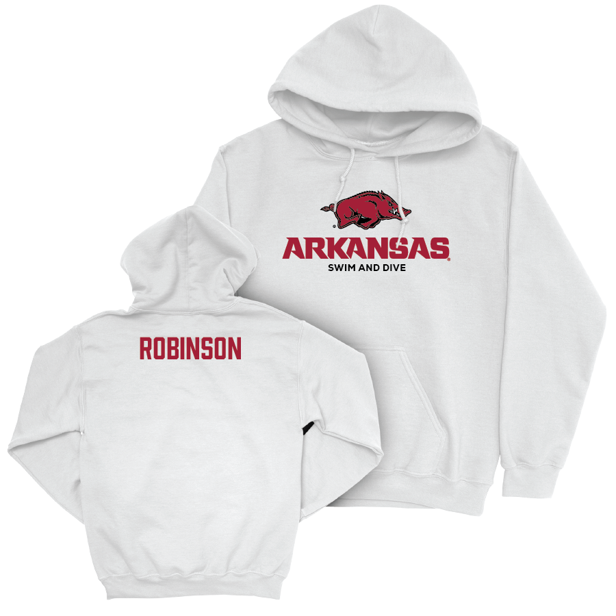 Arkansas Women's Swim & Dive White Classic Hoodie   - Holly Robinson