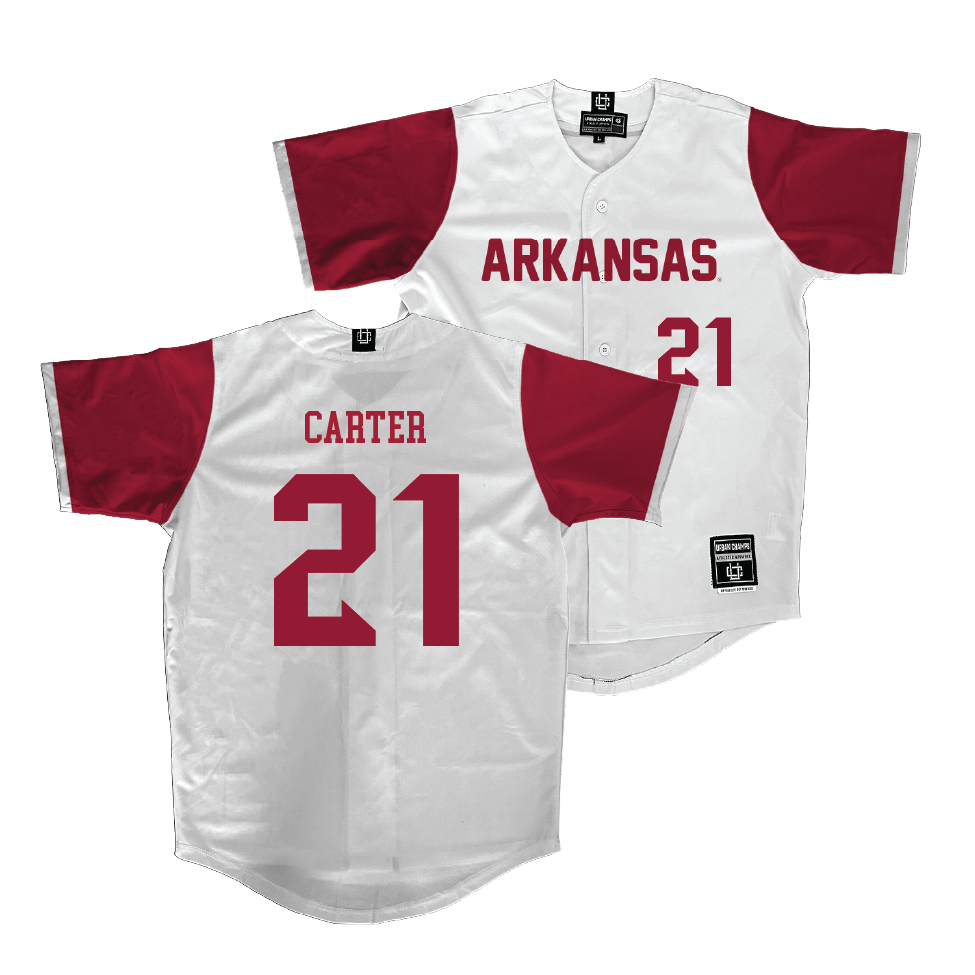 Arkansas Softball White Jersey  - Ava Carter