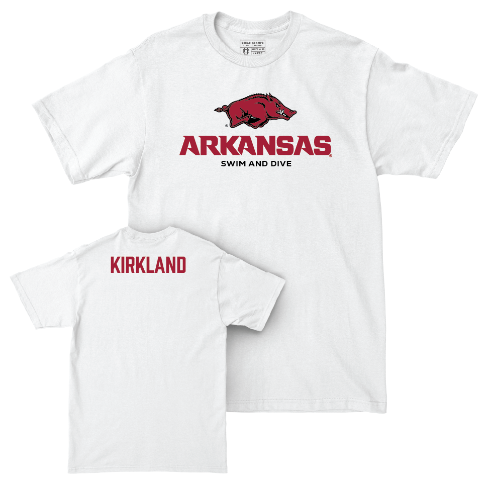 Arkansas Women's Swim & Dive White Classic Comfort Colors Tee   - Morgan Kirkland