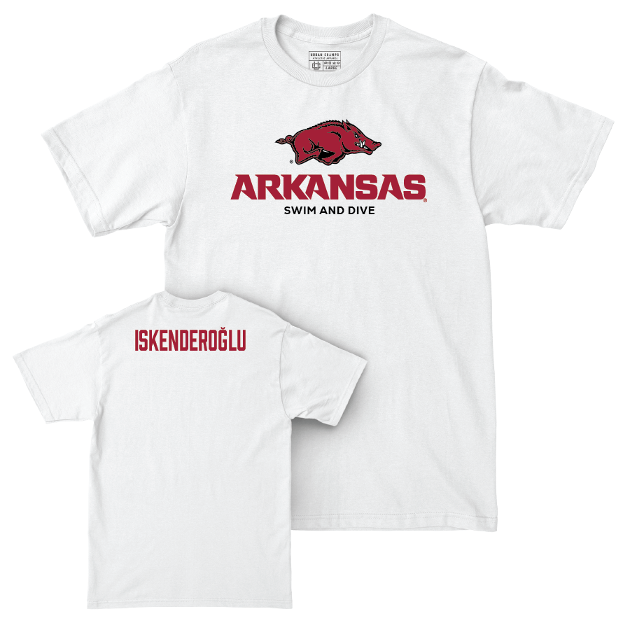 Arkansas Women's Swim & Dive White Classic Comfort Colors Tee   - Sophia iskenderoğlu