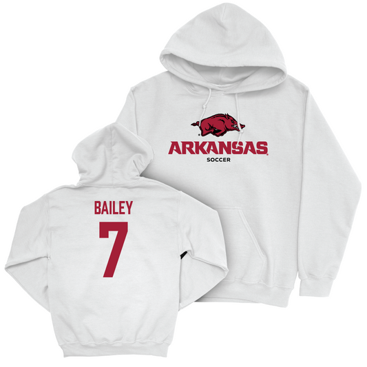 Arkansas Women's Soccer  White Classic Hoodie   - Erin Bailey