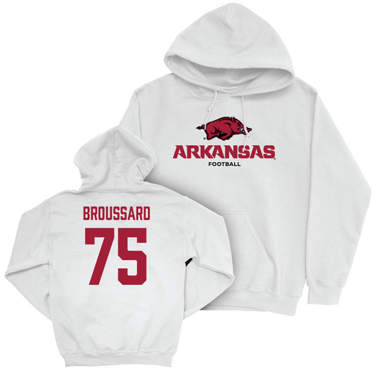 Arkansas Football White Classic Hoodie   - Kavion Broussard