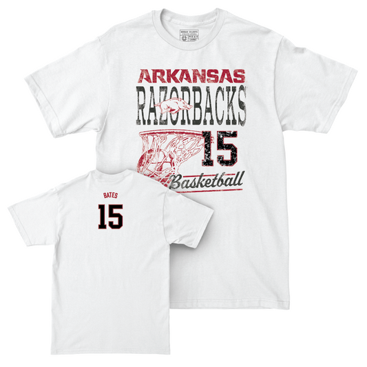 Arkansas Women's Basketball White Hoops Comfort Colors Tee  - Jada Bates